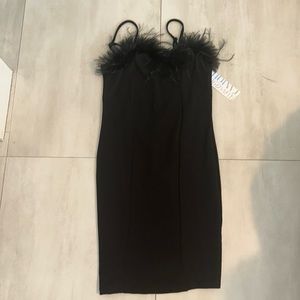 Black dress with fur